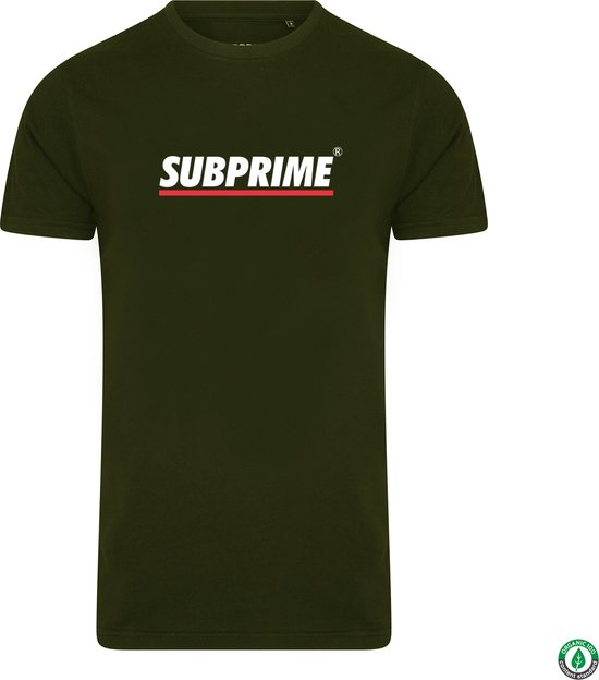 Subprime - Heren Tee SS Shirt Stripe Army - Groen - Maat S