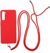 OnePlus Nord Hoesje met Koord Back Cover Keycord Rood