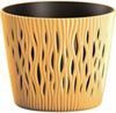 SANDY ROUND plastic potten RONDE IN mosterdkleur 26,2 X 26,2 X 22,2 CM
