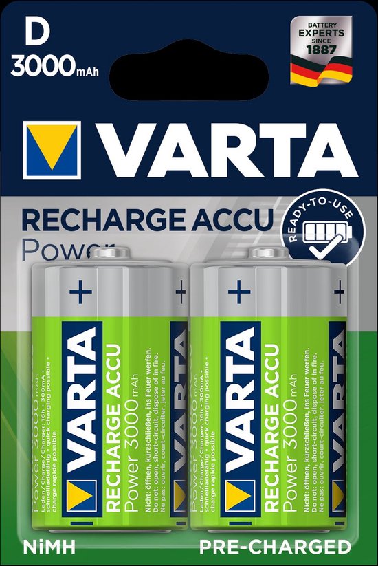 Foto: Varta 56720 2xd mono oplaadbare batterij