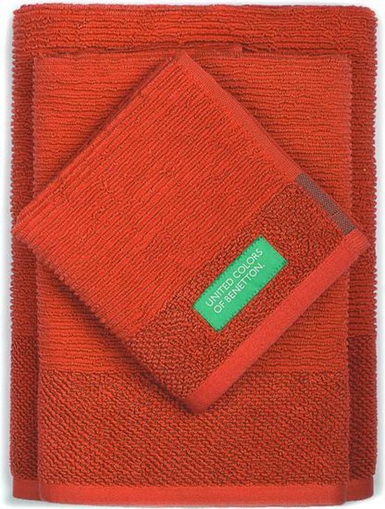 Leeg de prullenbak aankomen Voorrecht 3 stks Badhanddoeken - 30x50 50x90 70x140cm - Red Benetton House | bol.com