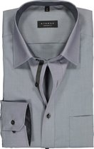 ETERNA comfort fit overhemd - chambray heren overhemd - grijs (zwart contrast) - Strijkvrij - Boordmaat: 42