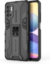 Voor Geschikt voor Xiaomi Redmi Note 10 5G Supersonic PC + TPU Schokbestendige beschermhoes met houder (zwart)