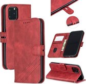 Stikstijl 2-kleuren koetextuur Horizontale flip PU-lederen hoes met houder en kaartsleuf en lanyard voor iPhone 12/12 Pro (rood)