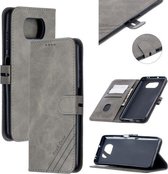 Voor Xiaomi Poco X3 NFC Stiksels Stijl 2-Kleur Koe Textuur Horizontale Flip PU Lederen Case met Houder & Kaartsleuf & Lanyard (Grijs)