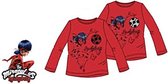 Miraculous Ladybug Shirt met Lange Mouw - Veegpailletten - rood - maat 116 (6 jaar)