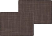 2x stuks stevige luxe Tafel placemats Liso bruin 30 x 43 cm - Met anti slip laag en Teflon coating toplaag