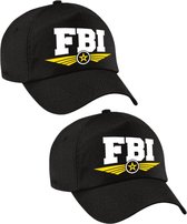 2x stuks FBI politie agent verkleed pet zwart voor volwassenen - baseball cap - carnaval