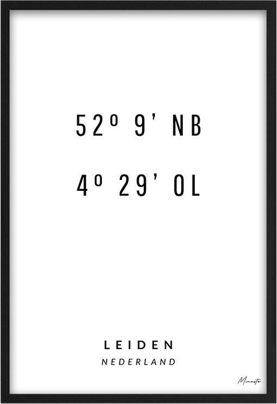 Poster Coördinaten Leiden A2 - 42 x 59,4 cm (Exclusief Lijst) | bol.com