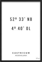 Poster Coördinaten Castricum A3 - 30 x 42 cm (Exclusief Lijst)