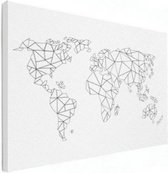 Wereldkaart Geometrische Lijnen - Canvas 60x40