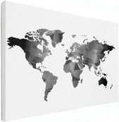 Wereldkaart Geometrische Vakken Wit - Canvas 80x60