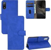Voor Sony Xperia Ace II Effen Kleur Huid Voelen Magnetische Gesp Horizontale Flip Kalf Textuur PU Lederen Case met Houder & Kaartsleuven & Portemonnee (Blauw)