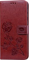 Mobigear Telefoonhoesje geschikt voor Samsung Galaxy M31 Hoesje | Mobigear Roses Bookcase Portemonnee | Pasjeshouder voor 2 Pasjes | Telefoonhoesje voor Pinpas / OV Kaart / Rijbewijs - Bruin
