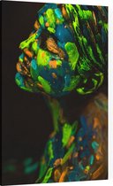 Blue & Green Bodypaint woman - Foto op Canvas - 30 x 45 cm