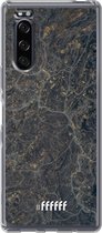 Sony Xperia 5 II Hoesje Transparant TPU Case - Golden Glitter Marble #ffffff