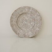 Rotan muurdecoratie - wandschaal - wanddecoratie - wandhanger whitewash 32 cm