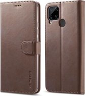 Voor OPPO Realme C15 / C12 / C25 LC.IMEEKE Kalfsstructuur Horizontale flip lederen tas, met houder & kaartsleuven en portemonnee (bruin)