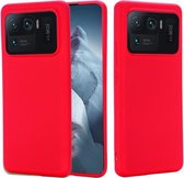 Voor Geschikt voor Xiaomi Mi 11 Ultra-effen kleur Vloeibare siliconen Valbestendige beschermhoes met volledige dekking (rood)