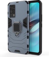 Voor vivo S9e schokbestendige pc + TPU beschermhoes met magnetische ringhouder (marineblauw)