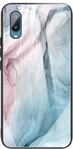 Voor Samsung Galaxy A02 (EU-versie) Beschermhoes met abstract marmerpatroonglas (abstract grijs)