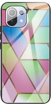 Voor Xiaomi Mi 11 Lite Abstract Marble Pattern Glass beschermhoes (Rhombus Gradient)
