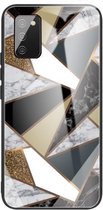 Voor Samsung Galaxy A02s (EU-versie) Abstract Marble Pattern Glass beschermhoes (Rhombus Golden)