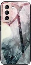 Voor Samsung Galaxy S21 + 5G Abstract Marble Pattern Glass beschermhoes (abstract zwart)