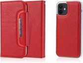 Litchi Texture Horizontale Flip Buckle Afneembare Magnetische PU Leather Case met Kaartsleuven & Portemonnee & Fotolijst Voor iPhone 12 mini (Rood)