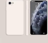 Effen kleur imitatie vloeibare siliconen rechte rand valbestendige volledige dekking beschermhoes voor iPhone SE 2020/8/7 (wit)