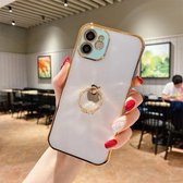 2-in-1 Plating TPU-beschermhoes met ringhouder voor iPhone 11 Pro (mintgroen)