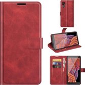 Voor Galaxy Xcover 5 / Xcover 5S Retro Kalfspatroon Gesp Horizontale Flip Leren Case met Houder & Kaartsleuven & Portemonnee (Rood)