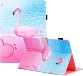 Universele gekleurde tekening horizontale flip PU lederen tas met houder & kaartsleuven & portemonnee, specificatie: 8 inch (Flamingo)