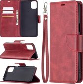 Voor LG K42 Retro Lamsvacht Textuur Pure Kleur Horizontale Flip PU Lederen Case met Houder & Kaartsleuven & Portemonnee & Lanyard (Rood)