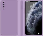 Voor Samsung Galaxy A50 effen kleur imitatie vloeibare siliconen rechte rand valbestendige volledige dekking beschermhoes (paars)