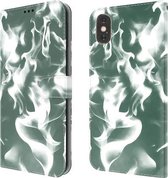Cloud Fog Pattern Horizontale Flip lederen hoes met houder & kaartsleuf & portemonnee voor iPhone XS Max (donkergroen)