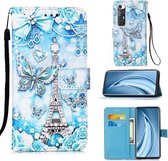 Voor Xiaomi Mi 10S Gekleurd tekeningpatroon Plain Weave Horizontale flip lederen tas met houder & kaartsleuf & portemonnee & lanyard (torenvlinder)