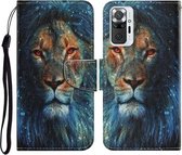 Voor Xiaomi Redmi Note 10 Pro Gekleurde Tekening Patroon Horizontale Flip PU Lederen Case met Houder & Kaartsleuven & Portemonnee & Lanyard (Leeuw)