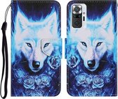 Voor Xiaomi Redmi Note 10 Pro Gekleurde Tekening Patroon Horizontale Flip PU Lederen Case met Houder & Kaartsleuven & Portemonnee & Lanyard (Rose Wolf)