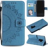 Voor Samsung Galaxy S9 Plus Totem Bloem Reliëf Horizontale Flip TPU + PU lederen tas met houder & kaartsleuven & portemonnee (blauw)