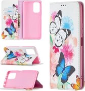 Voor Xiaomi Redmi Note 10 Pro Gekleurd tekeningpatroon Onzichtbaar magnetisch Horizontaal Flip PU-lederen hoes met houder & kaartsleuven & portemonnee (twee vlinders)