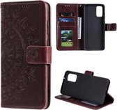 Voor Samsung Galaxy S20 Totem Bloem Reliëf Horizontale Flip TPU + PU Leren Case met Houder & Kaartsleuven & Portemonnee (Bruin)