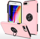 PC + TPU schokbestendige magnetische beschermhoes met onzichtbare ringhouder voor iPhone 8 Plus / 7 Plus (roségoud)