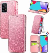 Voor Samsung Galaxy A52 5G / 4G Blooming Mandala Reliëfpatroon Magnetische Horizontale Flip Leren Case met Houder & Kaartsleuven & Portemonnee (Roze)