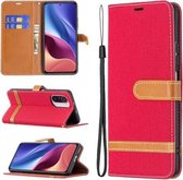 Voor Xiaomi Mi 11i / Poco F3 / Redmi K40 Kleuraanpassing Denim Textuur Horizontale Flip Leren Case met Houder & Kaartsleuven & Portemonnee & Lanyard (Rood)