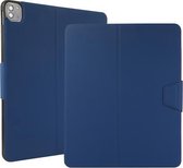 Elektrisch geperste textuur horizontale flip lederen tas met houder en pen-sleuf voor iPad Pro 12.9 2021 (marineblauw)