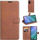 Voor OPPO A54 5G Retro Kalfspatroon Gesp Horizontale Flip Leren Case met Houder & Kaartsleuven & Portemonnee (Lichtbruin)