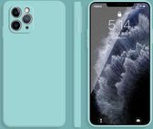 Effen kleur imitatie vloeibare siliconen rechte rand valbestendige volledige dekking beschermhoes voor iPhone 11 Pro Max (hemelsblauw)
