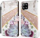 Voor Samsung Galaxy A42 5G Marmer Horizontale Flip TPU + PU Lederen Case met Houder & Kaartsleuven & Portemonnee & Fotolijst & Lanyard (Bloem Textuur)