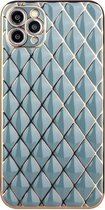 Electroplated Rhombic Pattern Sheepskin TPU beschermhoes voor iPhone 11 Pro Max (grijsgroen)